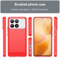 For Xiaomi Redmi K70 Pro Brushed Texture Carbon Fiber TPU Phone Case(Red)