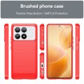 For Xiaomi Redmi K70E Brushed Texture Carbon Fiber TPU Phone Case(Red)