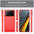 For Xiaomi Poco X6 Pro 5G Brushed Texture Carbon Fiber TPU Phone Case(Red)