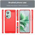 For OPPO Reno11 Global Brushed Texture Carbon Fiber TPU Phone Case(Red)