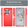 For OnePlus 12 Brushed Texture Carbon Fiber TPU Phone Case(Red)