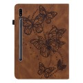 For Samsung Galaxy Tab S9 Embossed Butterfly Pattern Leather Tablet Case(Brown)