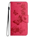 For Samsung Galaxy S24 Ultra 5G Butterfly Embossed Flip Leather Phone Case(Red)