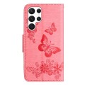 For Samsung Galaxy S24 Ultra 5G Butterfly Embossed Flip Leather Phone Case(Pink)