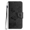 For Samsung Galaxy S24 Ultra 5G Butterfly Embossed Flip Leather Phone Case(Black)
