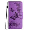 For Samsung Galaxy A35 Butterfly Embossed Flip Leather Phone Case(Purple)