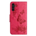 For Samsung Galaxy A35 Butterfly Embossed Flip Leather Phone Case(Red)
