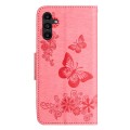 For Samsung Galaxy A35 Butterfly Embossed Flip Leather Phone Case(Pink)