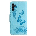 For Samsung Galaxy A35 Butterfly Embossed Flip Leather Phone Case(Blue)