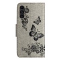 For Samsung Galaxy A35 Butterfly Embossed Flip Leather Phone Case(Grey)