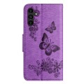 For Samsung Galaxy A55 Butterfly Embossed Flip Leather Phone Case(Purple)