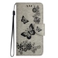 For Samsung Galaxy A55 Butterfly Embossed Flip Leather Phone Case(Grey)