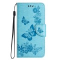 For Samsung Galaxy S24+ 5G Butterfly Embossed Flip Leather Phone Case(Blue)