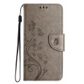 For Samsung Galaxy A24 / A25 5G Butterfly Flower Pattern Flip Leather Phone Case(Grey)