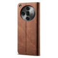 For OPPO Find X7 Denim Texture Casual Style Horizontal Flip Leather Case(Brown)
