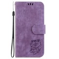 For Motorola Moto G84 Little Tiger Embossed Leather Phone Case(Purple)