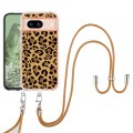 For Google Pixel 8a Electroplating Dual-side IMD Phone Case with Lanyard(Leopard Print)