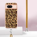 For Google Pixel 8a Electroplating Dual-side IMD Phone Case with Lanyard(Leopard Print)