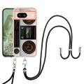 For Google Pixel 8a Electroplating Dual-side IMD Phone Case with Lanyard(Retro Radio)