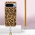 For Google Pixel 9 Electroplating Dual-side IMD Phone Case with Lanyard(Leopard Print)