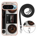 For Google Pixel 9 Electroplating Dual-side IMD Phone Case with Lanyard(Retro Radio)