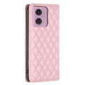 For Motorola Moto G34 5G Diamond Lattice Magnetic Leather Flip Phone Case(Pink)