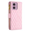 For Motorola Moto G34 5G Diamond Lattice Zipper Wallet Leather Flip Phone Case(Pink)