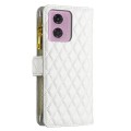 For Motorola Moto G24 Diamond Lattice Zipper Wallet Leather Flip Phone Case(White)