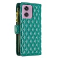 For Motorola Moto G24 Diamond Lattice Zipper Wallet Leather Flip Phone Case(Green)