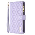 For Motorola Moto G24 Diamond Lattice Zipper Wallet Leather Flip Phone Case(Purple)