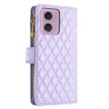 For Motorola Moto G24 Diamond Lattice Zipper Wallet Leather Flip Phone Case(Purple)