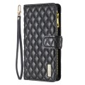 For Motorola Moto G24 Diamond Lattice Zipper Wallet Leather Flip Phone Case(Black)