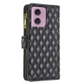 For Motorola Moto G24 Diamond Lattice Zipper Wallet Leather Flip Phone Case(Black)