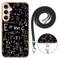 For Samsung Galaxy S23 FE 5G Electroplating Dual-side IMD Phone Case with Lanyard(Equation)