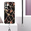 For Samsung Galaxy S24+ 5G Electroplating Splicing Marble Flower IMD TPU Phone Case with Lanyard(Bla