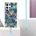 For Samsung Galaxy S24 Ultra 5G Electroplating IMD Splicing Dual-side Marble TPU Phone Case with Lan