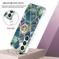 For Samsung Galaxy S24+ 5G Splicing Marble Flower IMD TPU Phone Case Ring Holder(Blue Green)