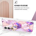 For Samsung Galaxy S24+ 5G Splicing Marble Flower IMD TPU Phone Case Ring Holder(Light Purple)