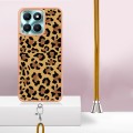 For Honor X6a Electroplating Dual-side IMD Phone Case with Lanyard(Leopard Print)