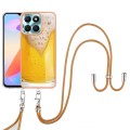 For Honor X6a Electroplating Dual-side IMD Phone Case with Lanyard(Draft Beer)