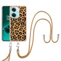 For OnePlus Nord CE3 Electroplating Dual-side IMD Phone Case with Lanyard(Leopard Print)