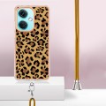 For OnePlus Nord CE3 Electroplating Dual-side IMD Phone Case with Lanyard(Leopard Print)