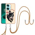 For OnePlus Nord CE3 Electroplating Dual-side IMD Phone Case with Lanyard(Lucky Dog)
