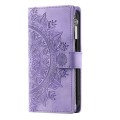 For Samsung Galaxy A71 4G Multi-Card Totem Zipper Leather Phone Case(Purple)