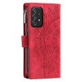 For Samsung Galaxy A33 5G Multi-Card Totem Zipper Leather Phone Case(Red)