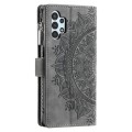 For Samsung Galaxy A32 5G Multi-Card Totem Zipper Leather Phone Case(Grey)