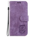 For Infinix Hot 40 / 40 Pro Little Tiger Embossed Leather Phone Case(Purple)
