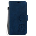For Google Pixel 8a Little Tiger Embossed Leather Phone Case(Dark Blue)