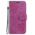 For Google Pixel 8a Little Tiger Embossed Leather Phone Case(Rose Red)