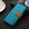 For Motorola Moto G34 5G KHAZNEH Dual-color Cowhide Texture Flip Leather Phone Case(Blue)